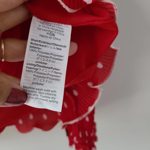 J. Crew Red Polka Dot Ruffle Trim‎ Peplum Long Sleeve Blouse Size Small - Picture 10 of 10